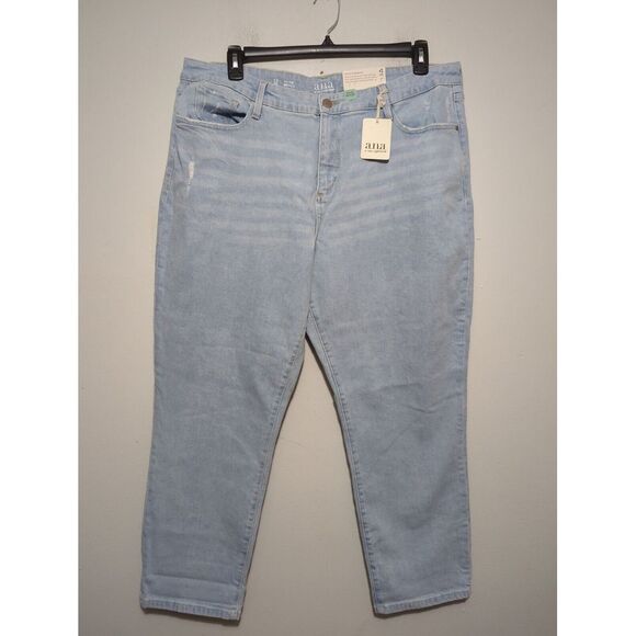 NWT a.n.a Womens Boyfriend Jeans Blue Dark Wash Mid Rise Stretch Relaxed Size 18 - Picture 1 of 9
